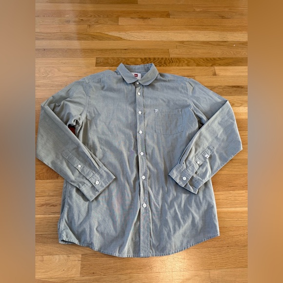 Quiksilver Men’s Long Sleeve Button Down Shirt Sage Size Medium Regular Fit - Picture 2 of 12